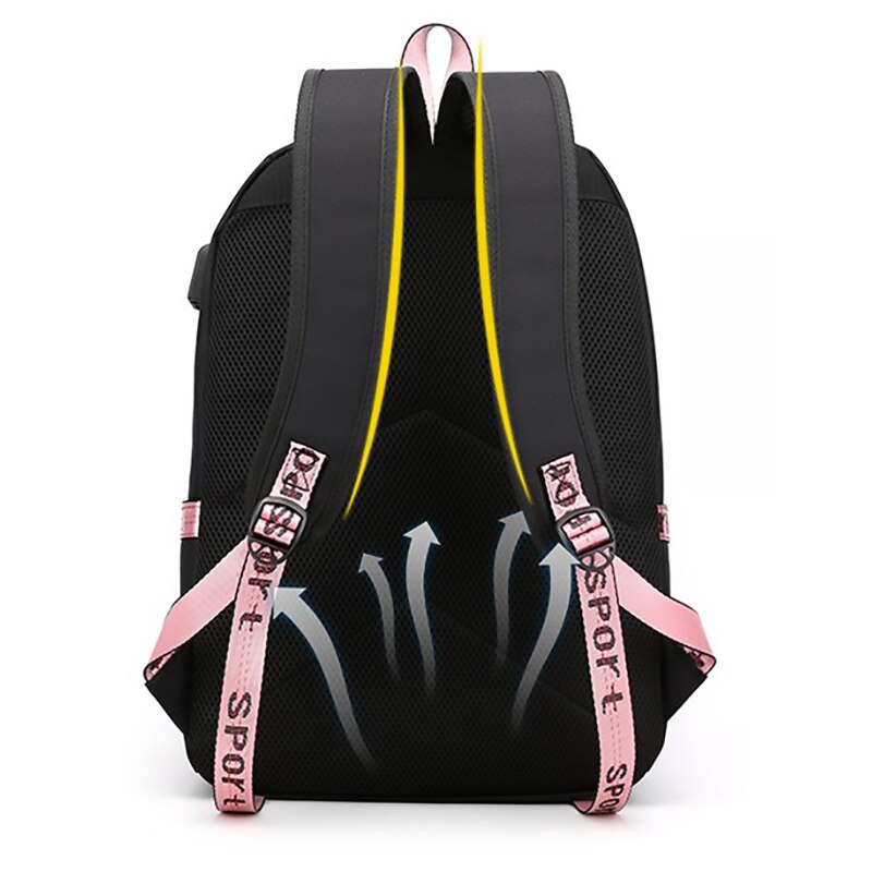 lässig Weibliche Rucksack Schwarz Band Laptop Rucksack modeschule taschen für Teenager mädchen freundlicher bagpack Schulranzen für freundlicher