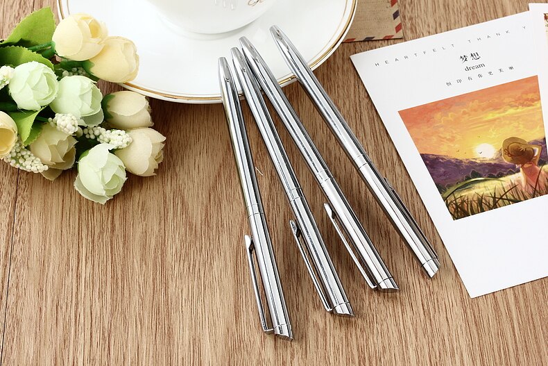 1pcs/lot Factory direct Commercial rotary ballpoint pen metal pen stainless steel ballpoint pen core exquisite