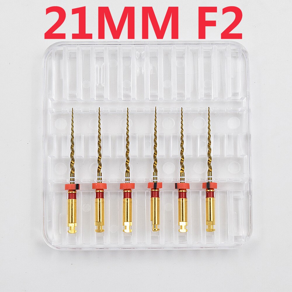 Dental guld flexibla filer endo roterande filer gyllene endodontiska filer 25mm nickel titanium instrument tandvård: 21mm f2