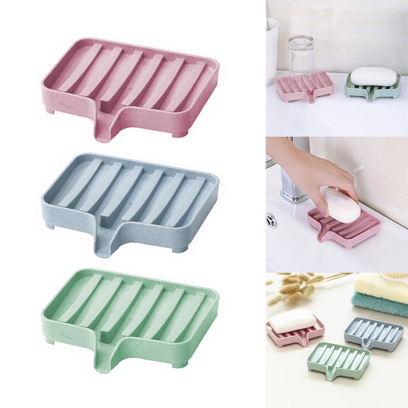 1Pc uchwyt na gąbkę PP pszenica słoma uchwyt na mydelniczkę łazienka opróżnianie mydelniczka drenaż taca robić przechowywania