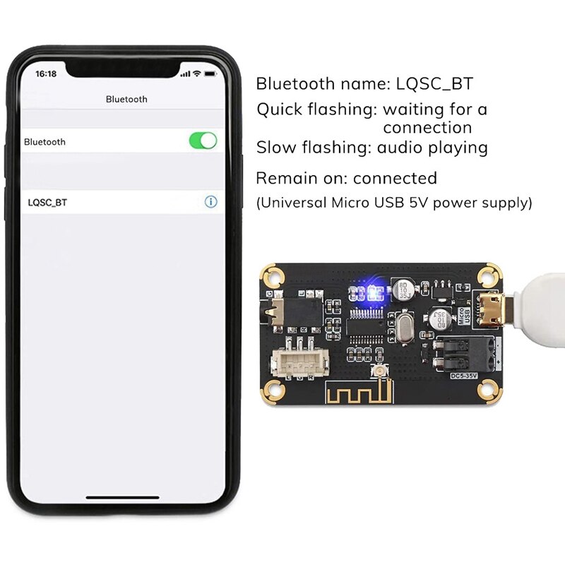 Audio Stereo Bluetooth Empfänger Modul, Mp3 Bluetooth 4,2 DIY Decoder DC5V-35V Musik Drahtlose Empfangen Modul