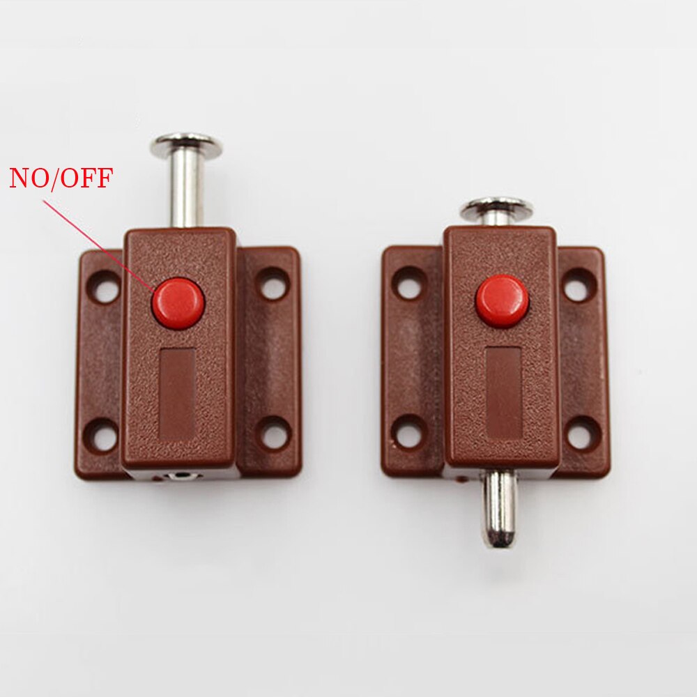 Plastic automatic button lock latch wall door cabinet door light and shade spring latch PP galvanized black and white brown