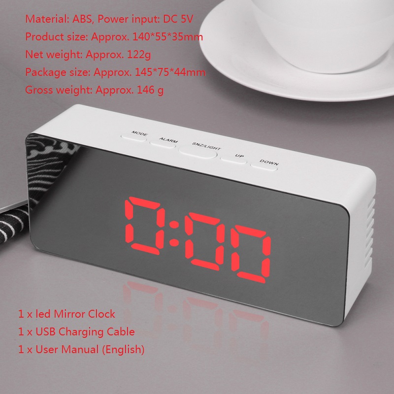 Horloge numérique et électronique | Horloge de Table, luminosité réglable, tendance, horloge murale suspendue, avec câble USB: 06