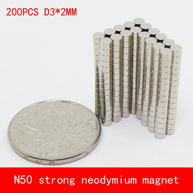 200 STKS D3 * 2mm mini ronde N50 Sterke magnetische kracht zeldzame aarde Neodymium magneet diameter 3X2 MM