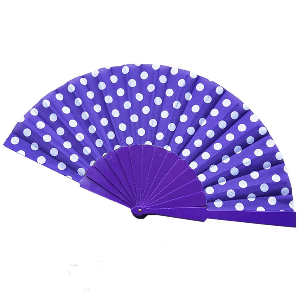 9 kleuren Elegante Plastic Spaanse Hand Fans Japanse Stippen Hand Folding Fan: A