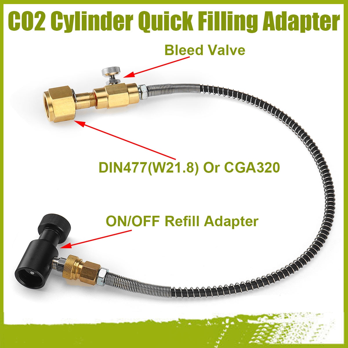 Cylinder  co2 cylinder refill station adapter med on/off adapter slange  w21.8-14 or cga 320 stik til sodastream sodaclub