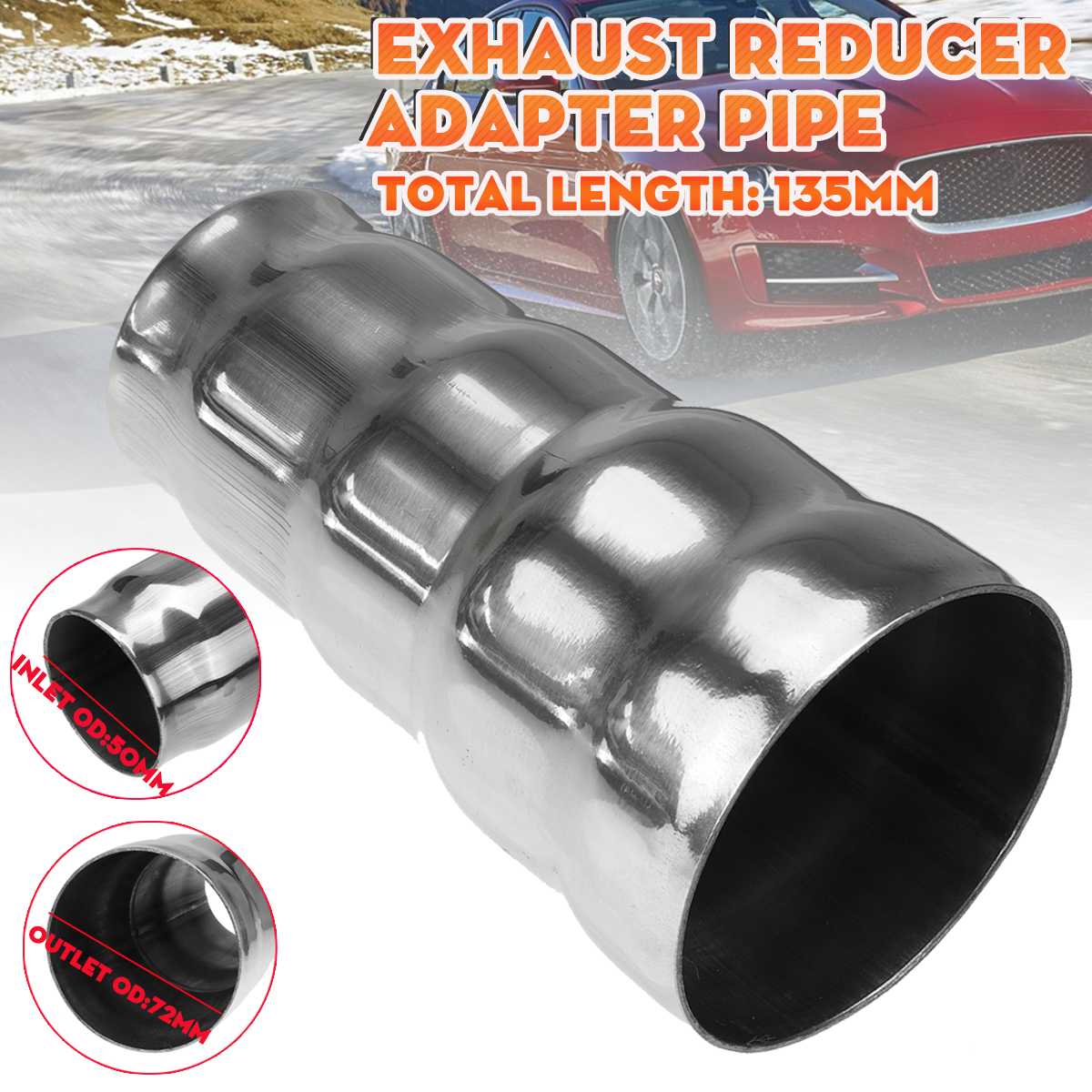 50Mm-72Mm Universele Auto Uitlaatdemper Pijp Reducer Adapter 5 Stappen Connector Buis Roestvrij Staal