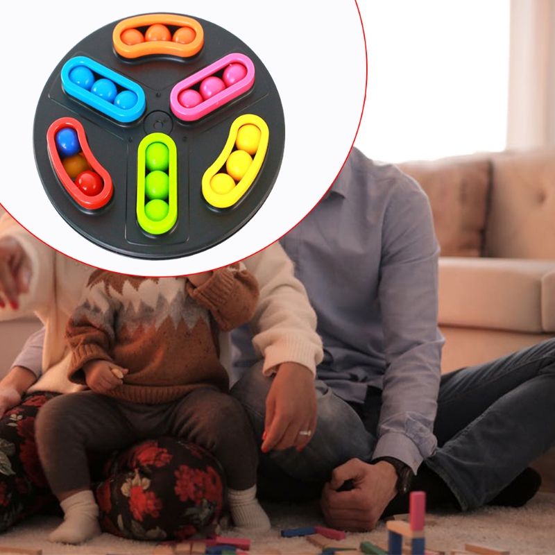 Stress Relief Turntable Color Magic Bean, Anger Venting Sensory Decompression Toy with Rotating Small Beads fidget toy