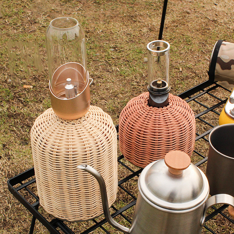 Gas Canister Protective Cover Outdoor Camping 230G Gas Canister Fuel Cylinder Rattan Weave Storage Bag