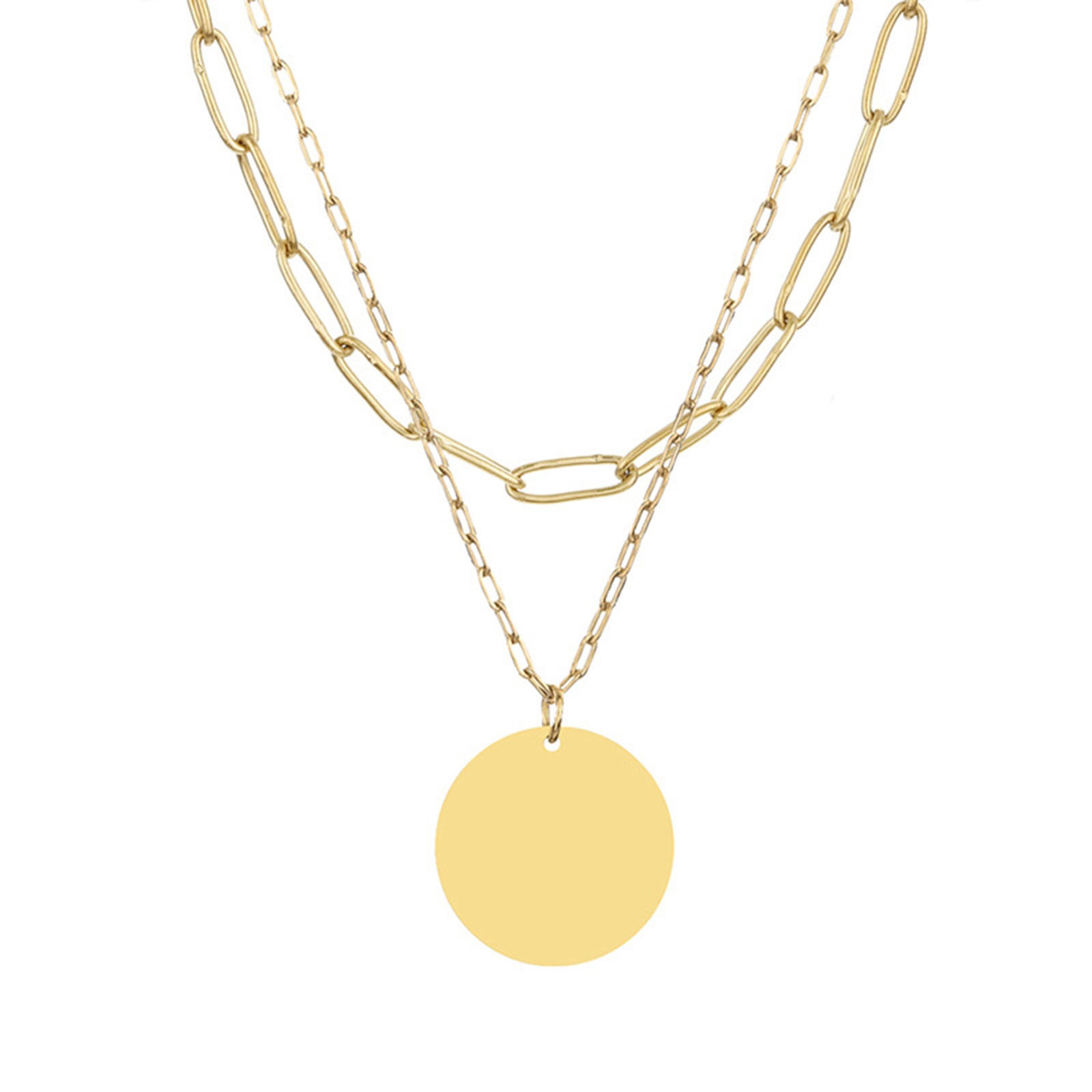 Punk Stijl Rvs Ketting Goud Kleur Papier Clip Hart Multilayer Vrouwen Party Club Kettingen Choker Ketting Sieraden, 1Pc: 8