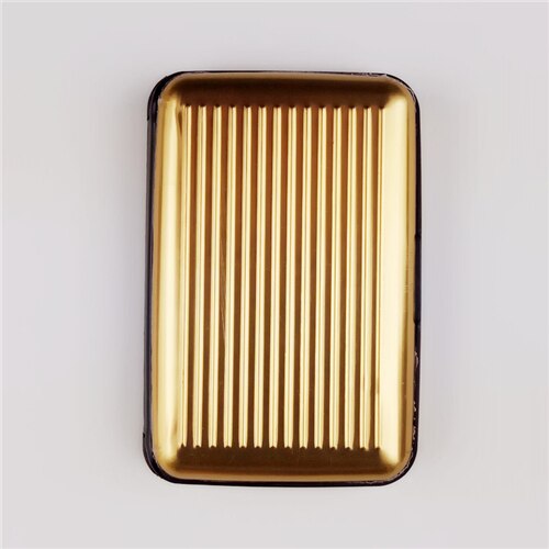 Tarjetero de aluminio para hombre, estuche rígido con bloqueo, billetera sólida para tarjetas de crédito, escaneo Anti-RFID, protege el tarjetero, 1 ud.: YELLOW