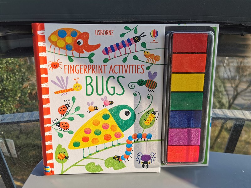 Children Fingerprinting Books with Rubber Stamps Ink Pad kids Activities Doodling Book Animal Garden Kindergarten DIY Craft Toy: bugs