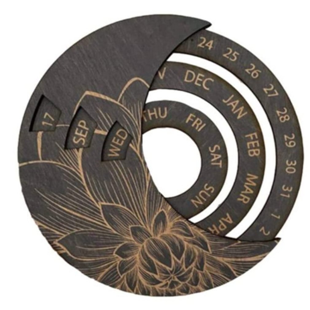 Wooden Hanging Calendar Craft Retro Permanent Calendar Home Office School Sign Board: Chocolate