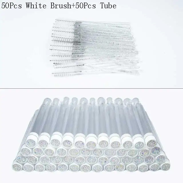Reusable 50sets Eyelash Mascara Wands With Tube Lash Spoolie Brush In Container Disposable Eyebrow Applicator Case