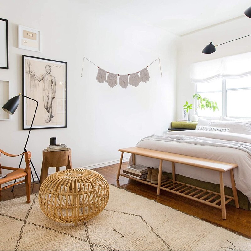 CSS Macrame Wall Hanging Handmade Woven Tapestry Cotton Crochet Garland Banner for Boho Home Wedding Art Decor