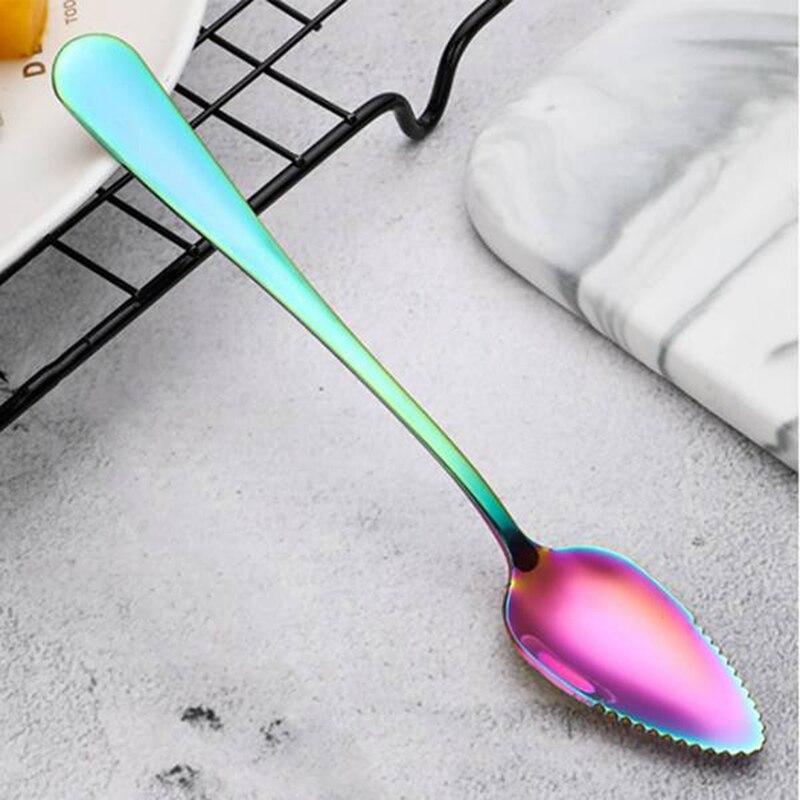 Cuchara de pomelo, juego de cuchara de pomelo, cucharas de postre Vintage de media fruta de acero inoxidable, para cocina (4 uds)