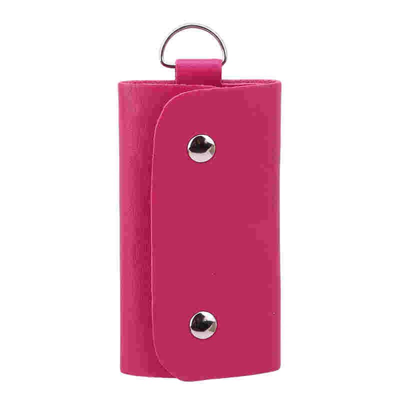 Pochette à clés en cuir PU pour hommes et femmes, organiseur de porte-clés clés, portefeuille à la , solide, porte-clé de voiture, porte-clé de ménagère: Rose red