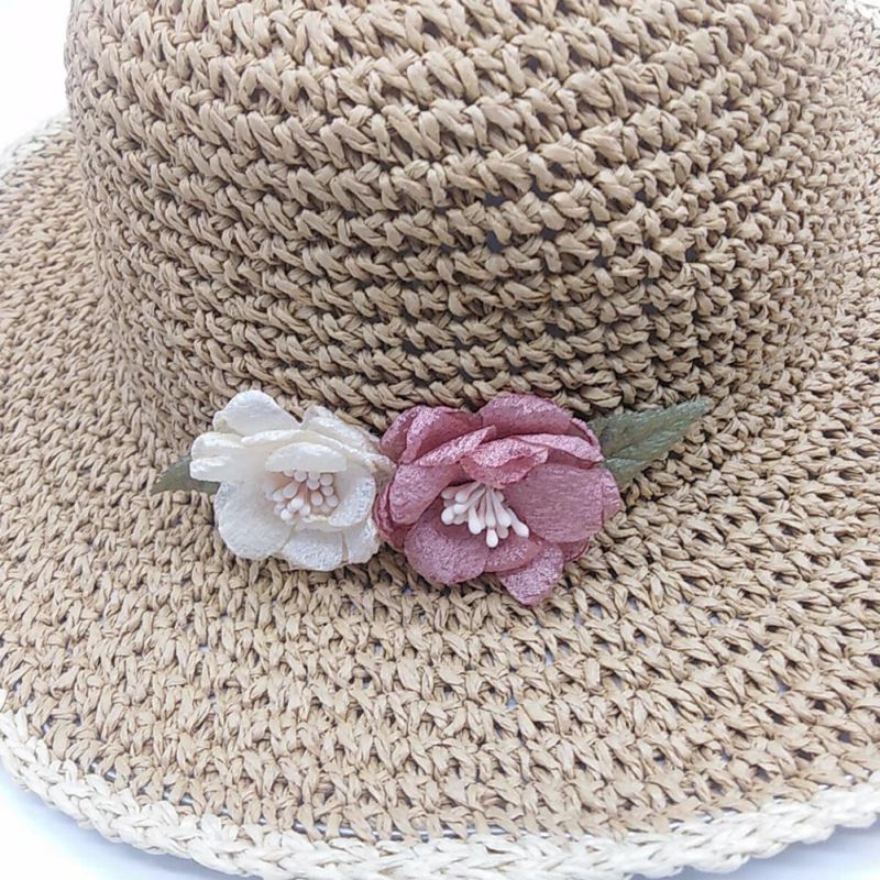 Zomer Leuke Kind Meisjes Strooien Hoed Zon Flora Hoed Kids Grote Rand Strand Schipper Strand Lint Ronde Platte Top