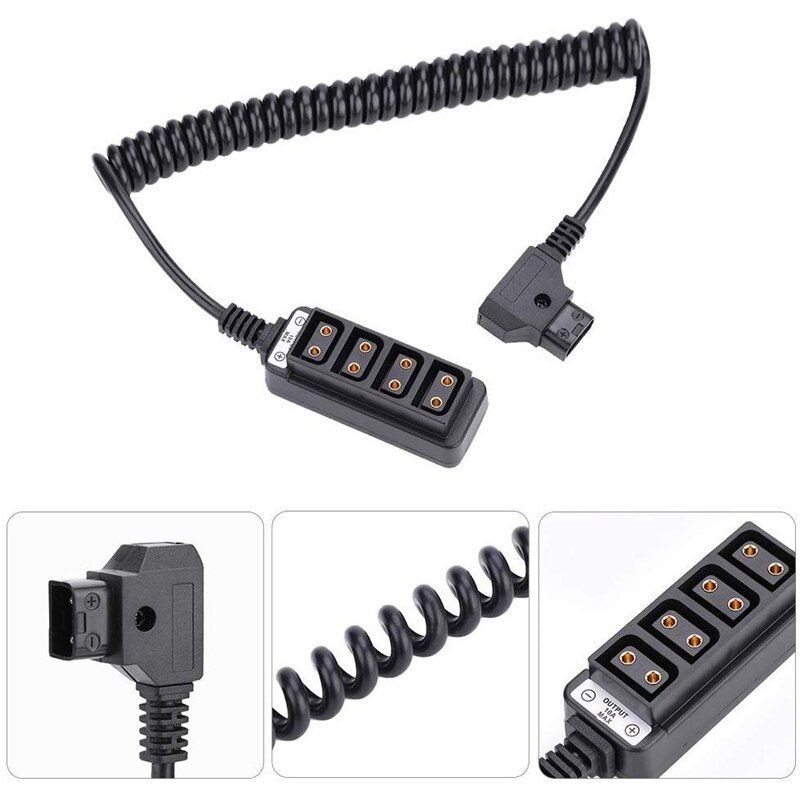 Male D-Tap B Type Splitter Power Tap to 4-Port Female P-Tap Hub Adapter Battery Photography Power