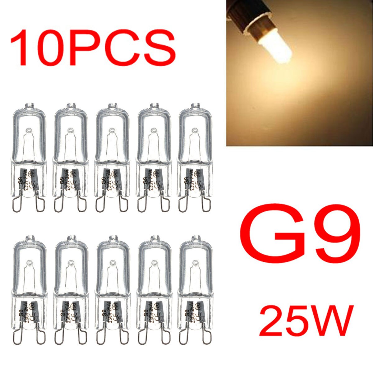 10Pcs G9 Halogeen Lampen 230-240V 25W/ 40W Frosted/Transparant Capsule Case led Lampen Verlichting Warm Wit Voor Thuis Keuken: 25W Clear