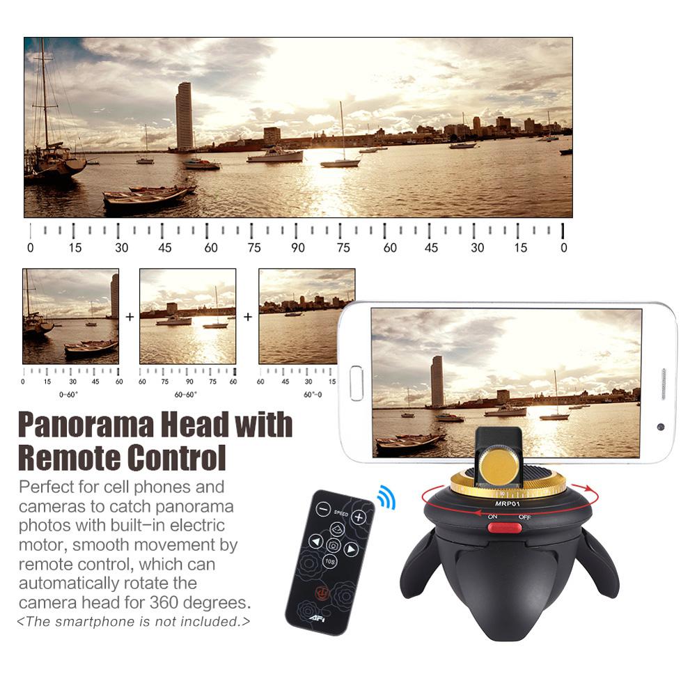 Afi mrp 01 mini sähköinen panoraamapää 360 pyörivä time lapse kolmijalan kuulapää puhelimen selfie-tikku gopro-toimintakameralle