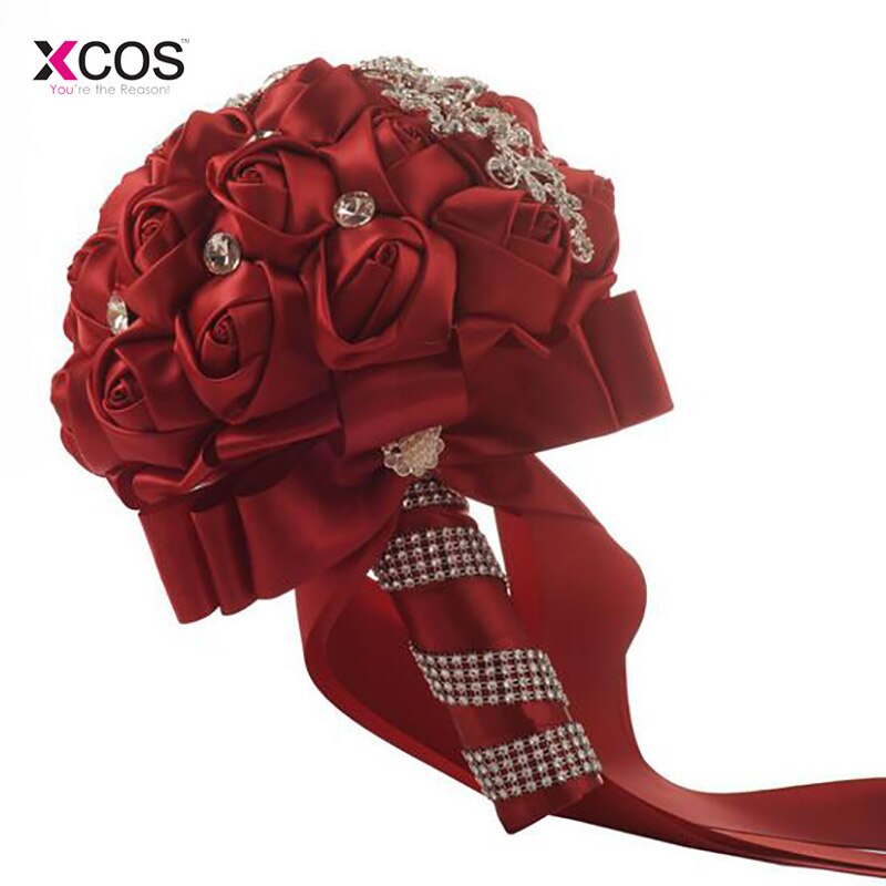 Bourgondië Bruiloft Bloemen Bruidsboeketten Sparkle Crystal Kralen Parels Luxe Bruid Boeket