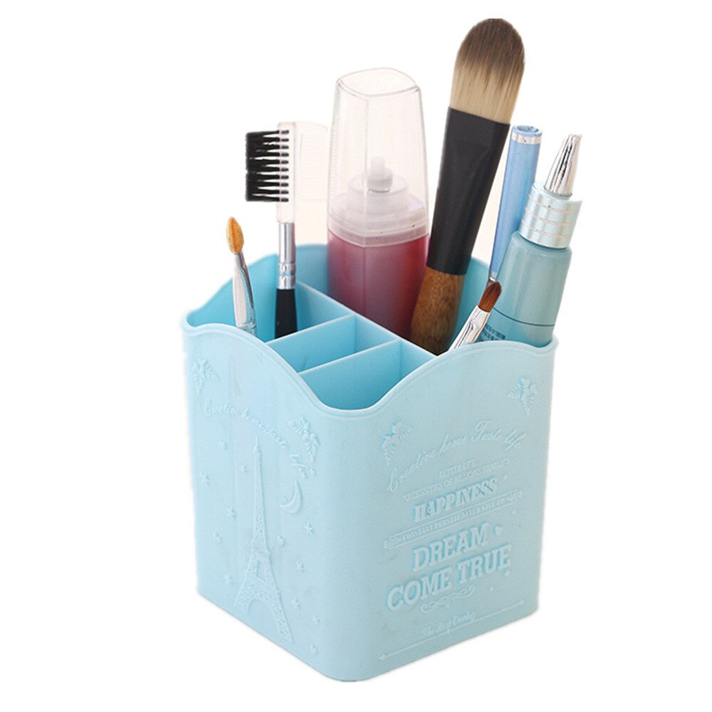 Plastic Pen Holder with 4 Grids Cute Desktop Pencil Holder Kawaii Desk Tidy Organizer Pen Pot Office Accessories