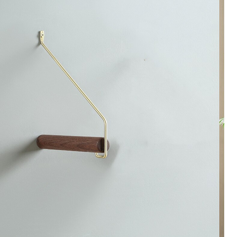 Perchero de madera maciza para ropa, estante de almacenamiento, colgador de pared, soporte de papel toalla negra de nogal, estante esquinero, accesorios de baño: clothes hanger