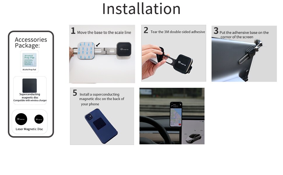 For Tesla Model 3 Mobile Phone Holder Car Magnetic Cellphone Mount Support Magsafe Wireless Charging Collapsible Bracket