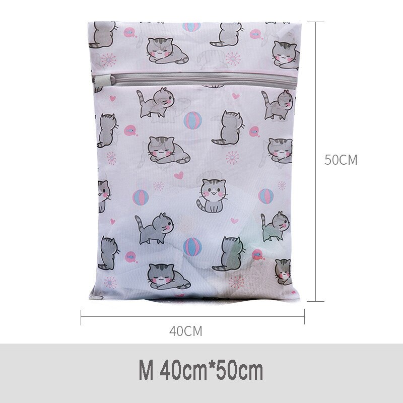 Polyester Printing Mesh Laundry Bag Underwear Bra Socks Washing Bag Washing Machine Foldable Laundry Organizer for Dity Clothes: M 40-50cm