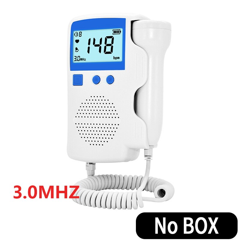 3.0Mhz Doppler Foetale Hartslag Babyfoon Vrouwen Thuis Zwangerschap Baby Foetale Geluid Hartslag Detector Lcd-scherm Geen straling baby heart monitor echo apparaat baby dopler baby echo baby monitor pregnant zwangersch: 3.0Mhz Blue no box