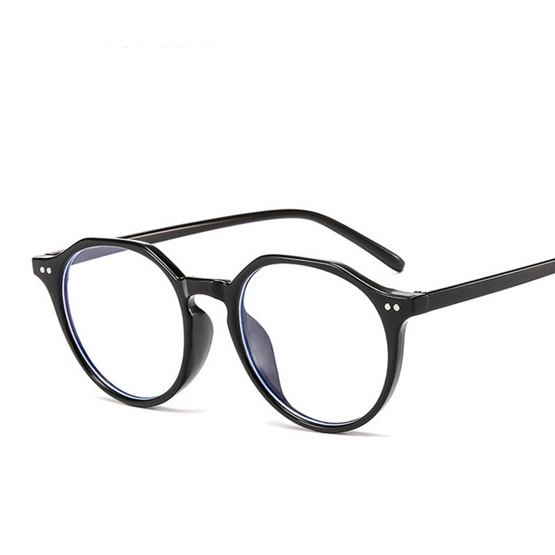 Imwete vintage brilmontuur mannen polygonaal anti-blauw licht vrouwen anti-vermoeidheidsbril unisex casual brilmontuur: Zwart