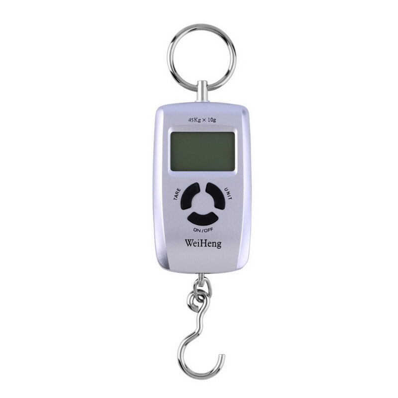 0-10Kg/5g 10-45Kg/10g Portable Mini Digital Scale Double Precision LCD Display Backlight Luggage Scale With Tape Measure: Silver Small ring