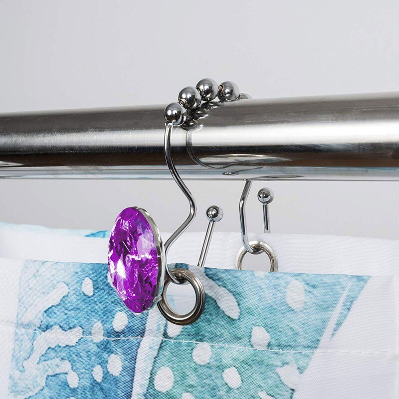 Cortina de ducha de 30mm, ganchos dobles ostentosos, anillos de acrílico decorativo estrás, cristal rodante, baño, 12 Uds.