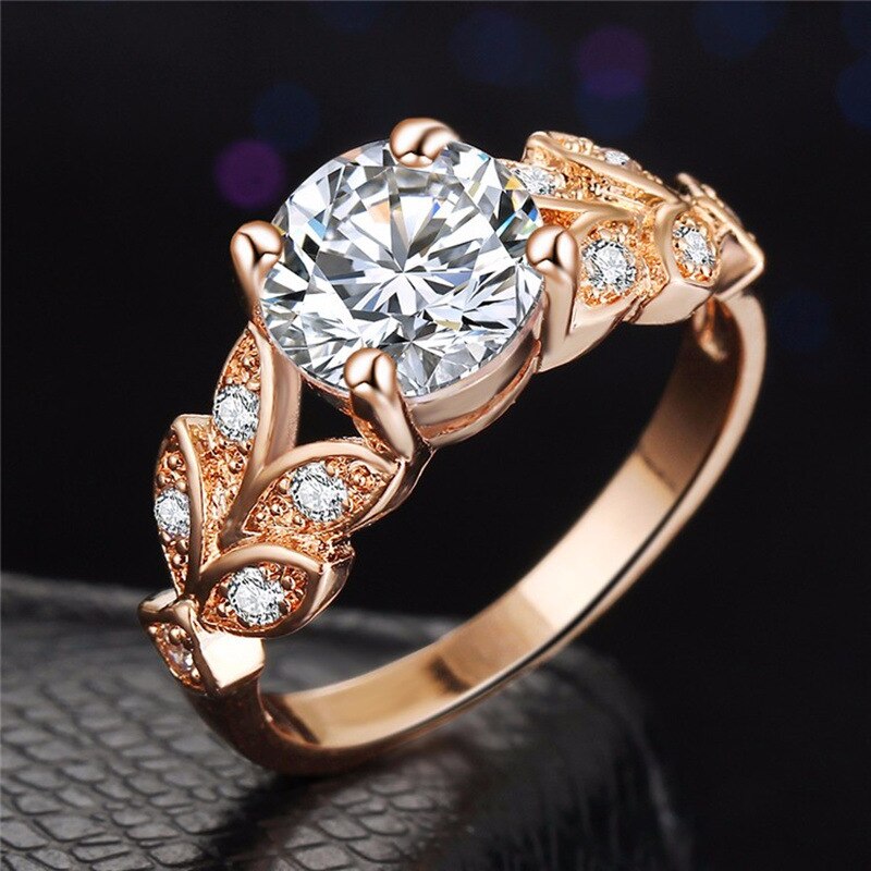 Bague Ringen 925 silver jewelry Rings For Women Temperament Flower Zircon ring RoseGold Color Anniversary Birthday: 6 / Rose Gold Color