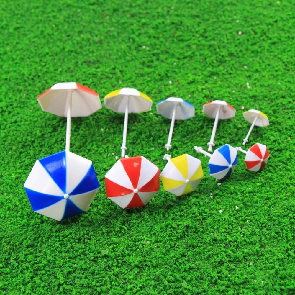 24 stücke Modell Zug Eisenbahn Sonnenschirm Sonnenschirm 1:50-1:200 O OO TT N Z Skala Garten Meer Strand TYS11 Kunststoff Modell Regenschirm