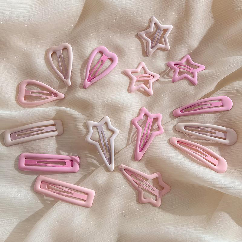 3pcs/set Mini Korean Style Frosted Pink Color Hairpins For Women Girls Star BB Hair Clips Pin Snap Ornaments Accessories