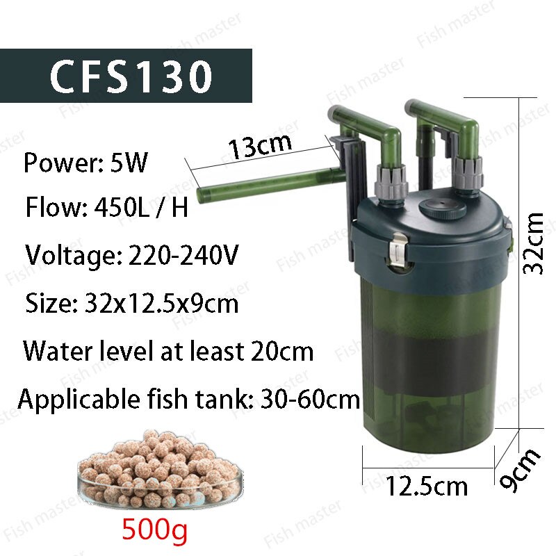 ODYSSEA CFS-130 Aquarium External Canister Filter Nano Hang On Fish Tank Outside Filter Power Aquario Canister 450L/h: CFS-130 set 2 / UK adapter plug