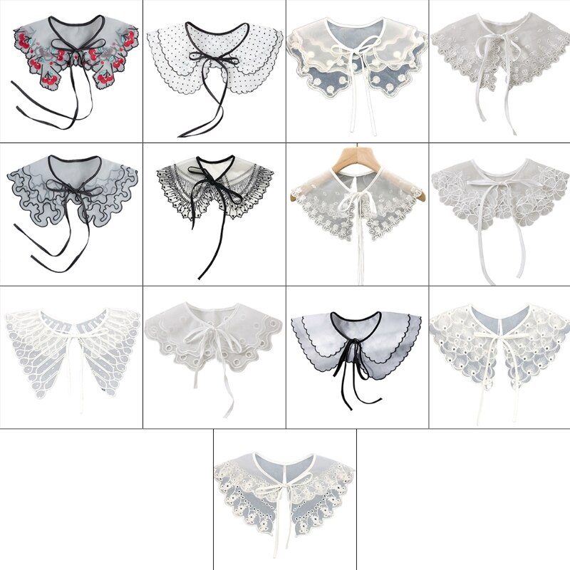 Lolita Decoratieve Nep Kraag Kant Sjaal Borduren Gelaagde Mesh Dickey Ketting N58F