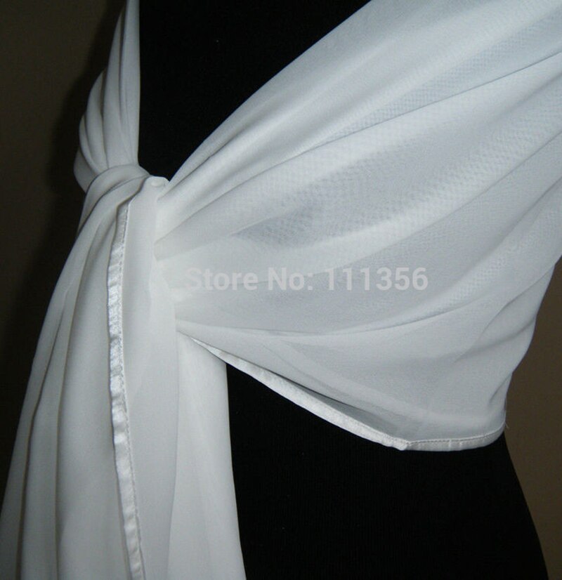 White/Ivory Chiffon Wedding Jacket Wrap Bridal Shawl SATIN EDGE Wrap Stole Bolero Pashmina Tippe Scarf Shrug