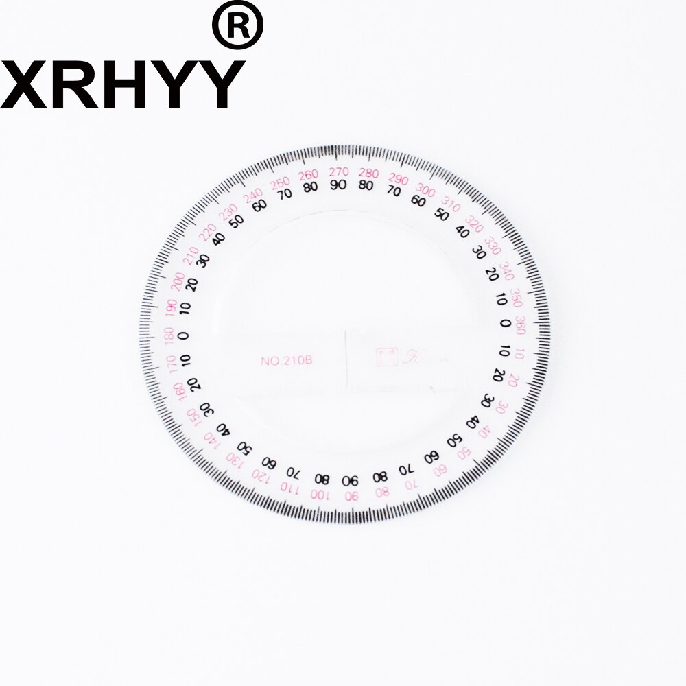 Xrhyy plastic super klar skala fuld cirkulær plast 360 graders vinkelmåler lineal vinkelsøger
