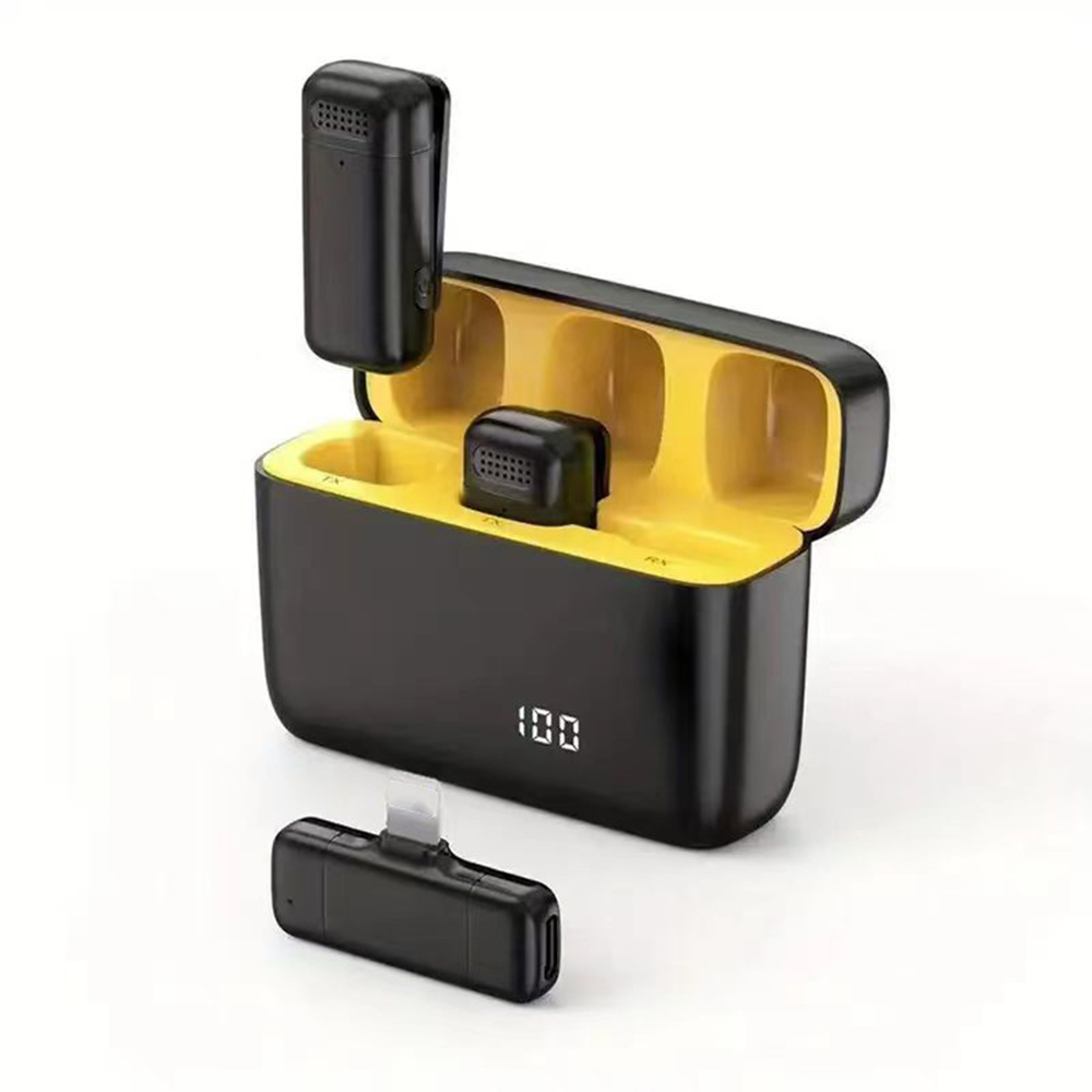 Wireless Lavalier Microphone Charging Case Mic Portable Audio Video Recording for iPhone Android Notebook Live Gaming Mic: Red