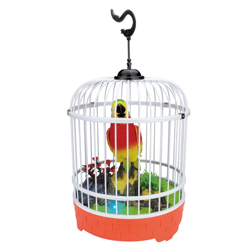 Voice Control Electric Simulation Induction Sing Move Bird Cage Birdcage Toy Home Decoration Garden Ornaments Chrismas: 222-87..
