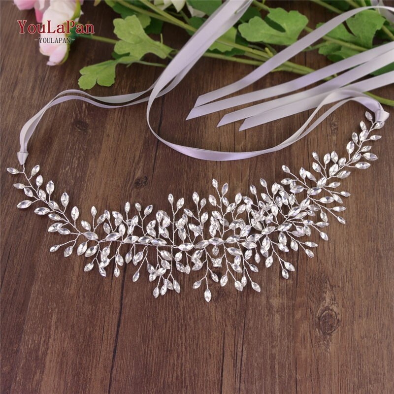 YouLaPan – ceinture pour robe de mariée, avec strass, en argent et diamant, rapide, SH237: Gray ribbon