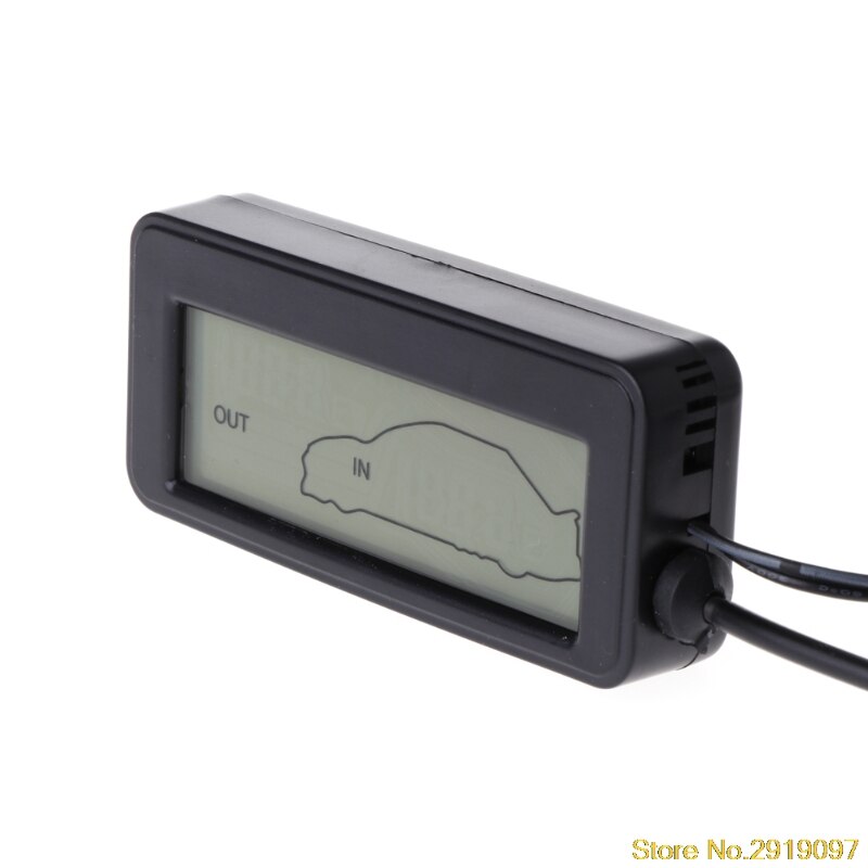 Car Inside Outside Thermometer LCD Display Indoor Outdoor Thermometer 12V Vehicles 1.5m Cable Sensor