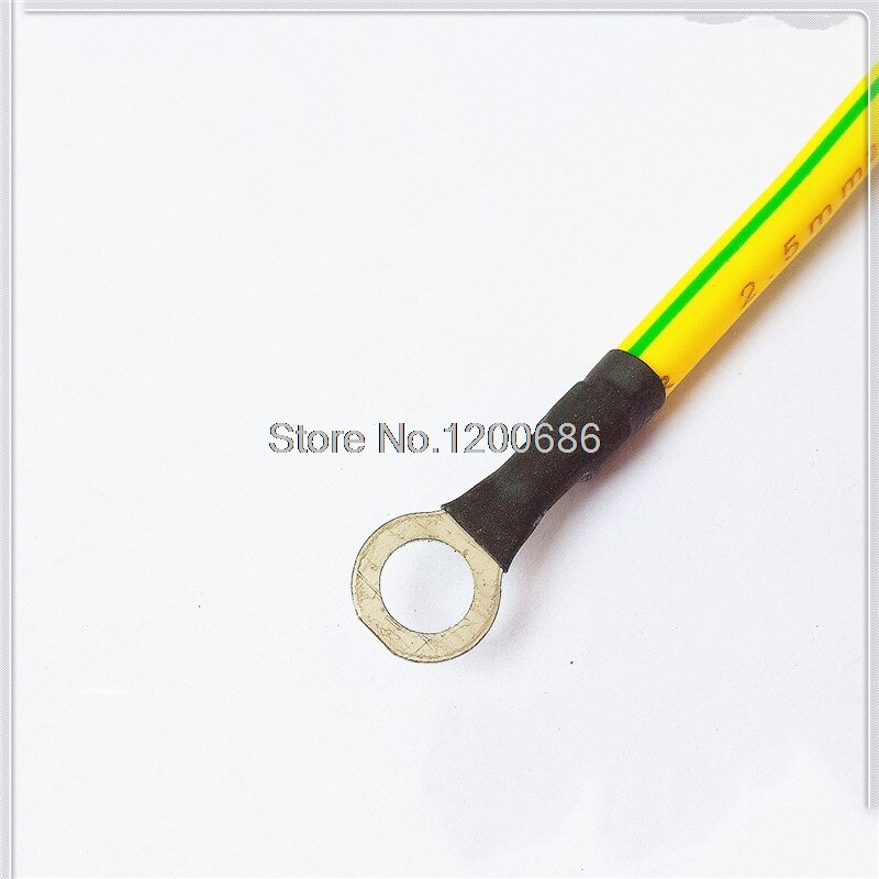 20CM Yellow green Ground loop cable 4mm inside diameter ring 4MM M4 screw hole rounding shaped Bare Ring Terminal wire harness