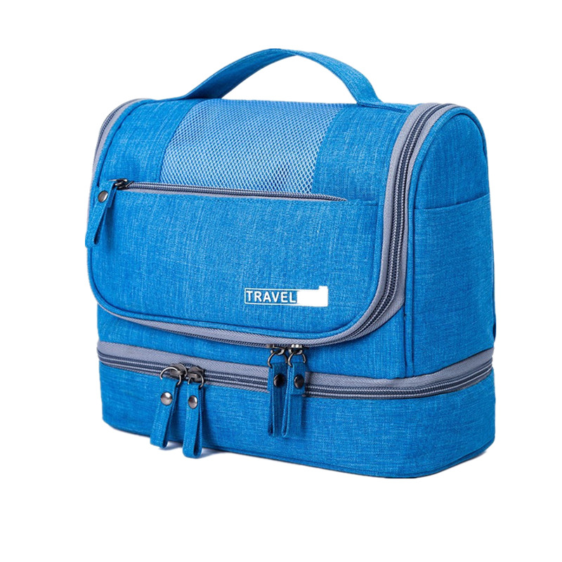 Men Hanging Hook Cosmetic Bag Travel Necessarie Large Toiletry Storage Women Makeup Vanity Cases Organizer Beauty Wash Pouch: Blue