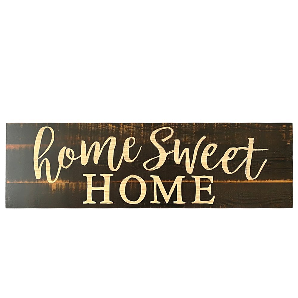 Hem sweet home script stor rustik trä skylt nödställda solid plakett vintage skylt vägg heminredning: Vit