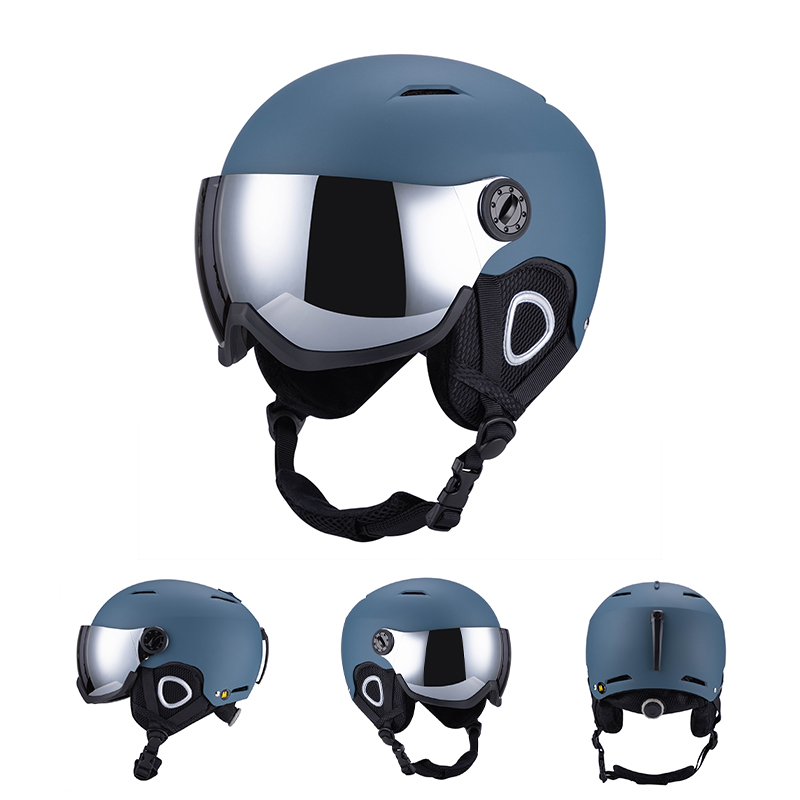 Horntour Skiing Helmet with Goggles Warm Helmet ABC+EPS High Ski Helmet Outdoor Sports Ski Skateboard Helmet: M / Beige