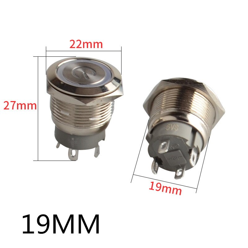 5V 19mm Momentary Push Button Metal Switch